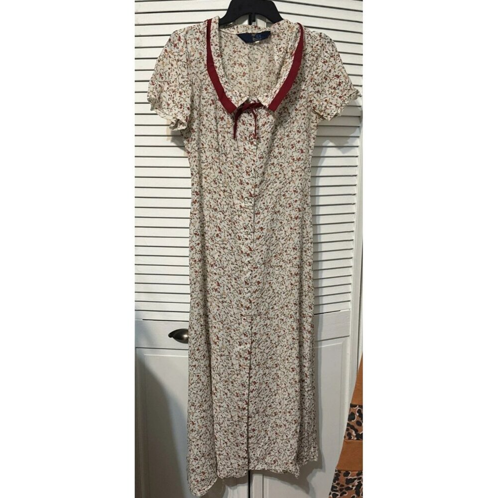 Cottage Core Cotton Poplin Mini Dress In Floral Print Size Small